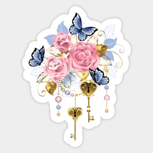 Pink Roses with Keys Sticker